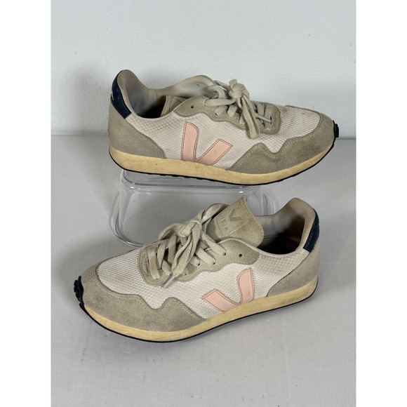 Veja Shoes - Veja V-10 Women's Sneakers Beige Pink Suede‎ Mesh Lace Up